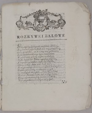 Rozrywki Balowe Przez Jednego Obywatela Ze Wsi Do Warszawy Przybyłego, 1784.