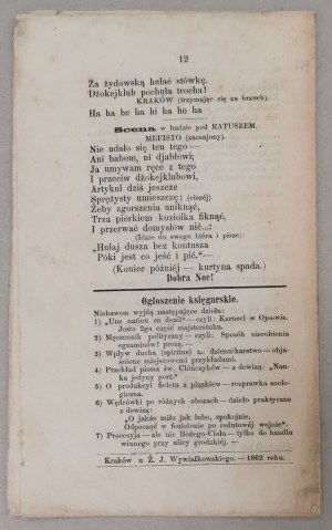[Ładnowski A.] Nieudany majsterstuk djabelski, 1862 [Krakow, printed by Ż.J. Wywiałowski].