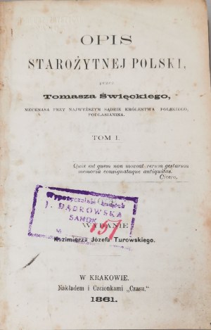 Święcki Tomasz, Popis starověkého Polska, [T. I-II, co-opr., 1861].