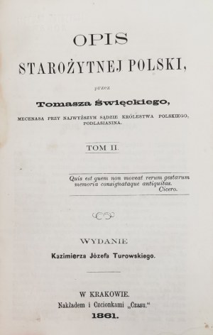 Swiecki Tomasz, Description of Ancient Poland, [Vol. I-II, co-opr., 1861].