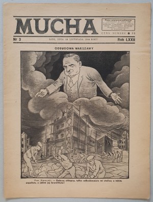 Mucha. Satirický a politický časopis R.1946 č. 3 - Rekonštrukcia Varšavy