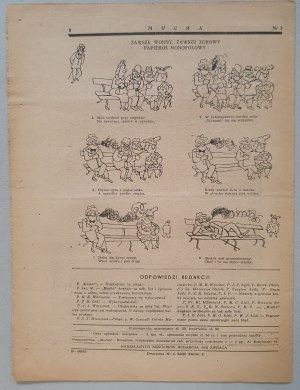 Mucha. Satirický a politický časopis R.1946 č. 3 - Rekonštrukcia Varšavy