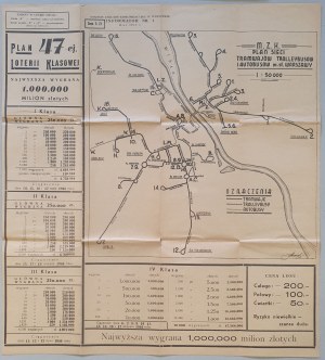 M.Z.K. Plan of the network of streetcars, trolleybuses and buses of the city of Warsaw. May 1946.