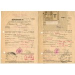 Zaświadczenie z UW do uzyskania ulgi na przejazd (x2), plus bilety, 1948r.