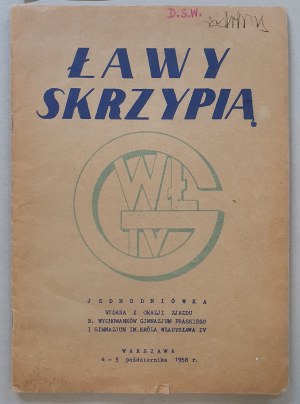 VIII Wladyslaw IV Gymnasium in Warsaw - The benches are creaking, one-day paper, 1958.