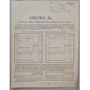 Elektrownia Warszawska - umowa na dostawę prądu [Saska Kępa, 1935r.]