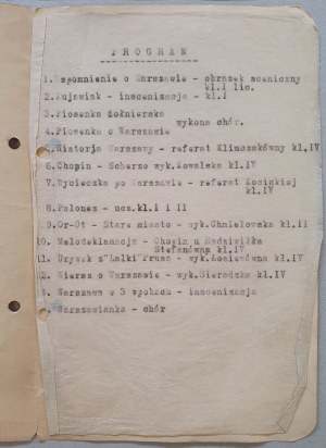 Gimnazjum Z. Pętkowska, Lodz 1945 - Program for the end of the school year in Warsaw.
