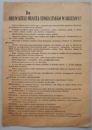 [Proclamation] To the Citizens of the Capital City of Warsaw [1960, appeal for support for greening].