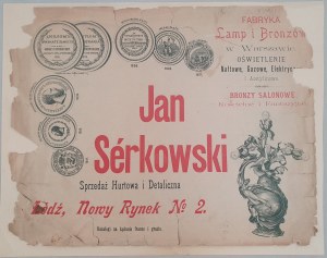 [Werbung] Jan Serkowski - Lampen- und Bronzefabrik in Warschau, um 1900.