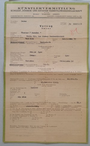 Teatr „Nowości” - 4 umowy o pracę z Igorem Iwanowem, 1943-1944