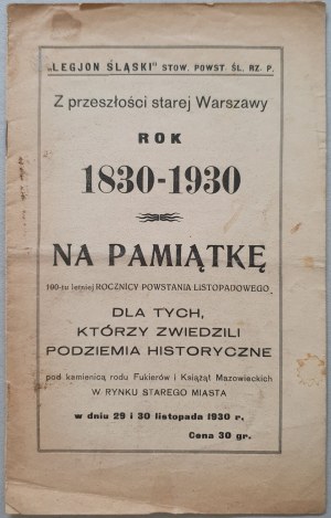 Z minulosti starej Varšavy 1830-1930 [nájomné domy fukierskych a mazovských kniežat].