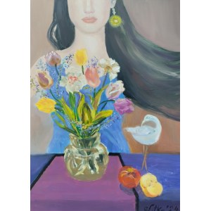 Celina REISS-LITKE (ur. 1950), Dziewczyna z porcelanową gąską, 2024