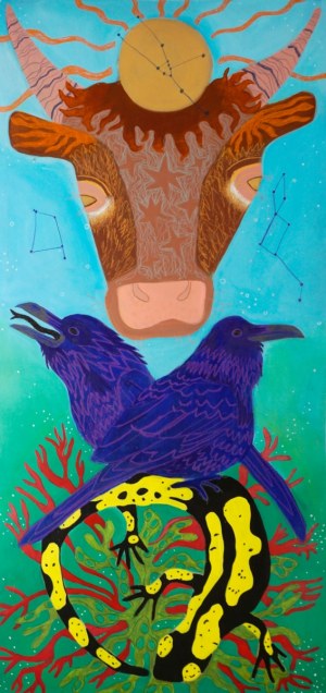 Malwina JACHIMCZAK (b. 1983), Cow / raven / salamander totem, 2023