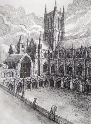 Dawid MASIONEK (geb. 1994), Innenhof der Kathedrale von Canterbury, 2022