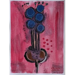 Ryszard GROSZ (ur. 1964), Roślina na różowym tle, z cyklu: Botanikum, 2024