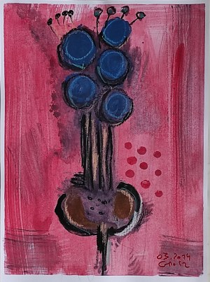 Ryszard GROSZ (ur. 1964), Roślina na różowym tle, z cyklu: 