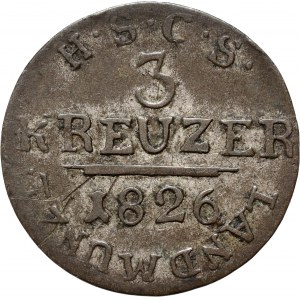 Germany, Saxe-Coburg-Saalfeld, Ernest I, 3 Kreuzers 1826 G, Saalfeld