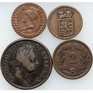Europe, set of coins from 1723-1875, (4 pieces)
