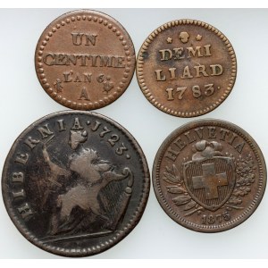 Europe, set of coins from 1723-1875, (4 pieces)