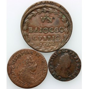 Europe, set of coins from 1708-1744, (3 pieces)