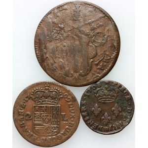 Europe, set of coins from 1708-1744, (3 pieces)