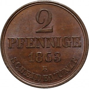 Germany, Hannover, George V, 2 Pfennige 1863 B, Hannover