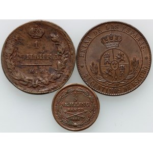 Europe, set of coins from 1828-1867, (3 pieces)