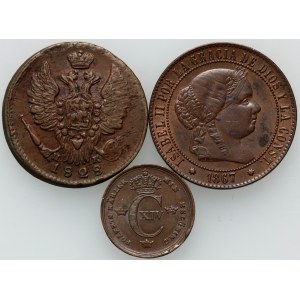 Europe, set of coins from 1828-1867, (3 pieces)
