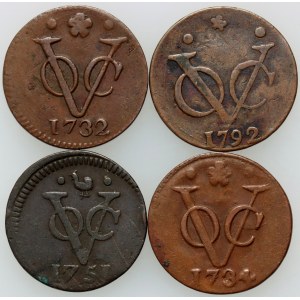 Dutch East Indies, set of 1 Duit coins from 1732-1792, (4 pieces)