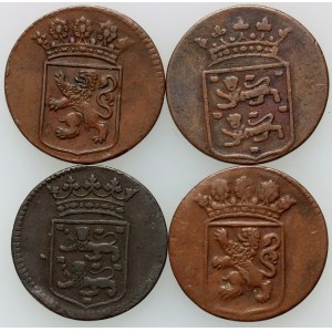 Dutch East Indies, set of 1 Duit coins from 1732-1792, (4 pieces)
