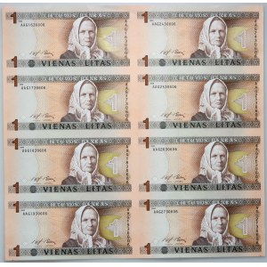 Lithuania, 1 Litas 1994, series AAG, uncut sheet