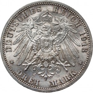 Germany, Prussia, Wilhelm II, 3 Mark 1913 A, Berlin