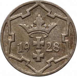 Wolne Miasto Gdańsk, 5 fenigów 1928, Berlin, rzadki rocznik