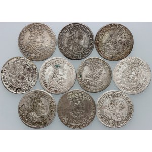 John II Casimir, set of sixpences dated 1661-1667, (10 pieces)
