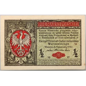 Generalne Gubernatorstwo, 1/2 marki polskiej 9.12.1916, Generał, seria B