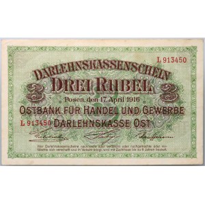 Poznań, 3 ruble 17.04.1916, seria L