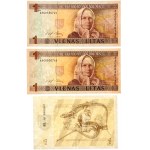 Litwa, zestaw banknotów z lat 1991-1994, serie AAG, BL, (3 sztuki)