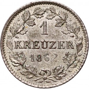 Germany, Hessen-Darmstadt, Ludwig III, 1 Kreuzer 1862