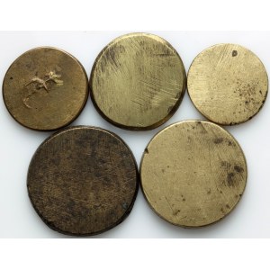 World, set of coin weights, (5 pieces)