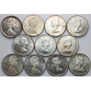 Canada, Elizabeth II, 1 Dollar coin set from 1958-1966, (11 pieces)