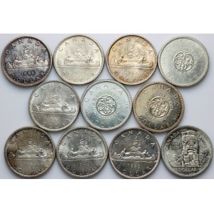 Canada, Elizabeth II, 1 Dollar coin set from 1958-1966, (11 pieces)