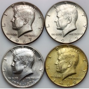 United States of America, 1965-1976 Kennedy Half Dollar Coin Set, (4 Pieces)