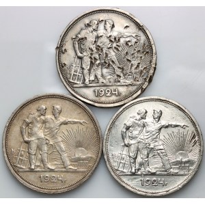 Russia, USSR, set of coins 1 Rouble from 1924, (3 pieces)