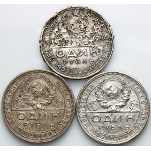 Russia, USSR, set of coins 1 Rouble from 1924, (3 pieces)