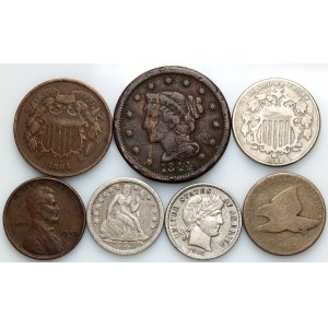 Stati Uniti d'America, serie di monete 1811-1916, (7 pezzi)