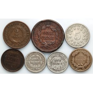 Stati Uniti d'America, serie di monete 1811-1916, (7 pezzi)