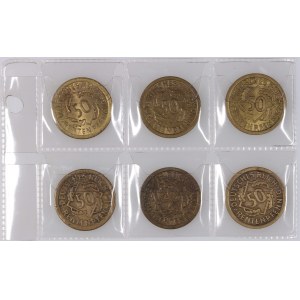 Germany, Weimar Republic, 50 Pfennig set 1924, A, G, E, J, F, D, (6 pieces)
