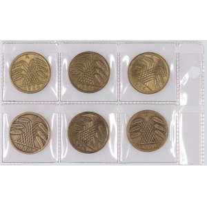 Germany, Weimar Republic, 50 Pfennig set 1924, A, G, E, J, F, D, (6 pieces)