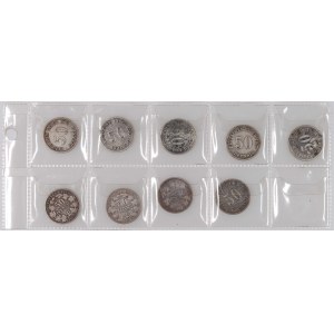 Germany, set of 50 Pfennig from 1876-1877, various mints, (9 pieces)