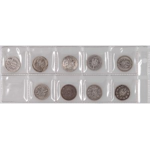 Germany, set of 50 Pfennig from 1876-1877, various mints, (9 pieces)